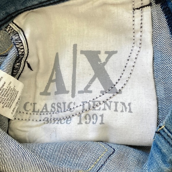 ARMANI EXCHANGE women’s blue ‘bleach stained’ Jeans bootleg - Picture 12 of 15